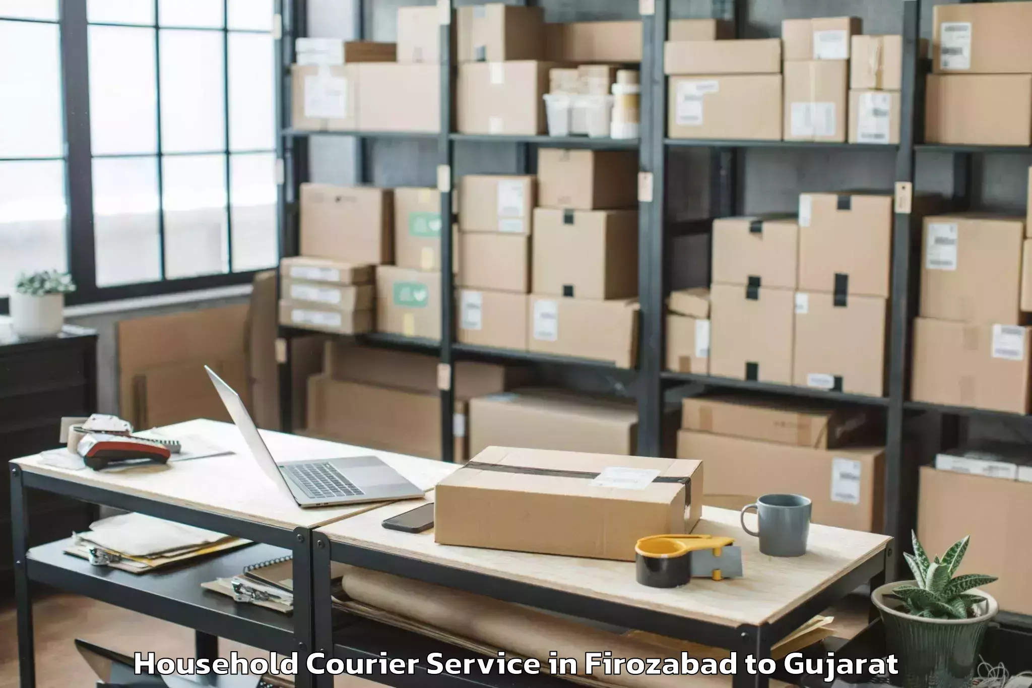 Top Firozabad to Madhavkampa Household Courier Available